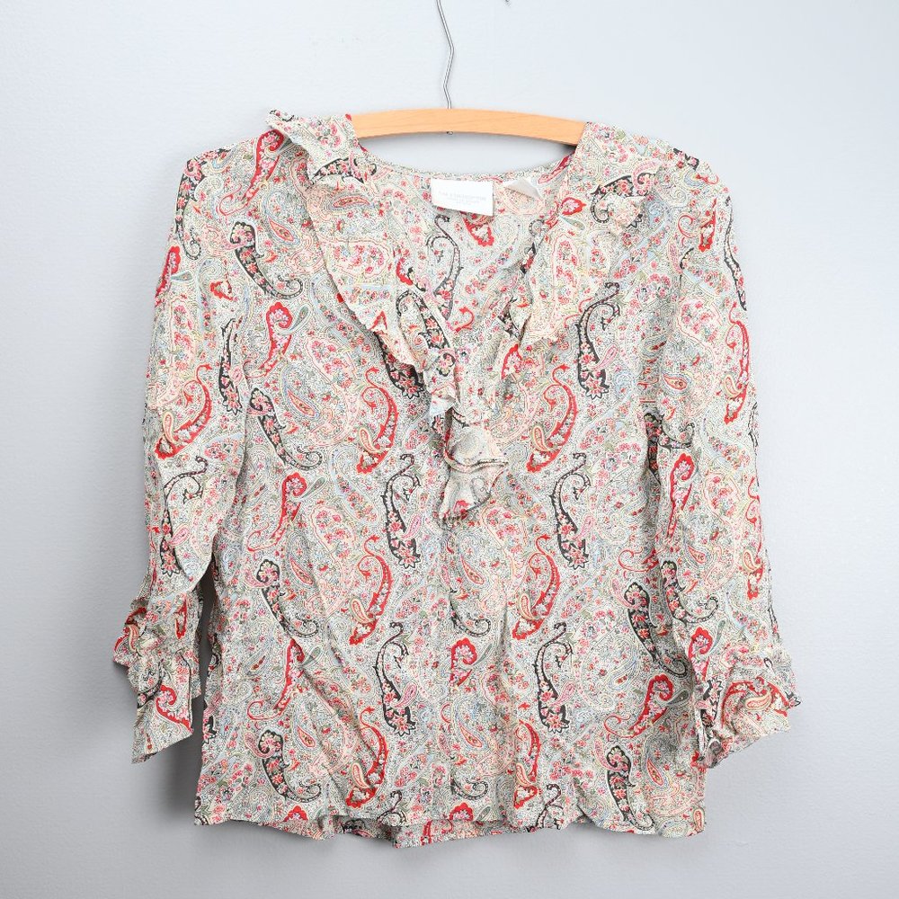 Liz Claiborne Paisley Print & Ruffled Blouse - Sz PS - Sheer